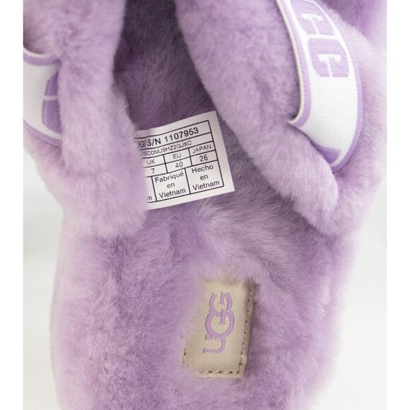 UGG Fluff Oh Yea Lilac Purple Sheepskin Fur Slippers Slides Sandals NIB - Picture 11 of 11